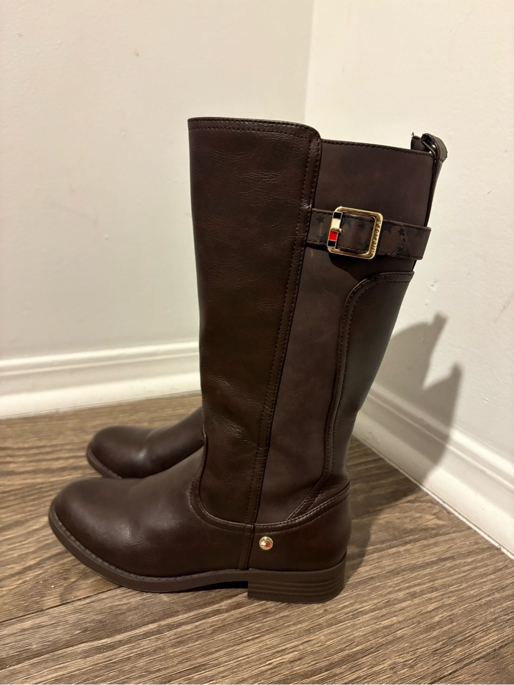 Tommy Hilfiger Girls' Dark Brown Tall Riding Boots with Buckle